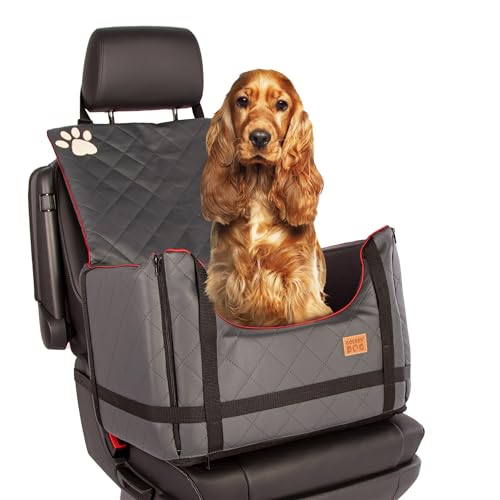 Golden Dog - Trasportino per cani con cintura di sicurezza, lunghezza 65 x 53 x 27 cm, in pelle imitazione seggiolino auto per cani, impermeabile, sedile passeggero per cani, pieghevole, cintura per
