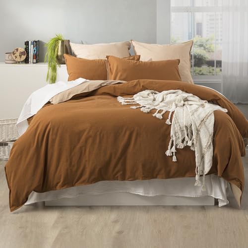 Image of Amazing Super Soft Double Bed Woollen Quilt Cover, 310TC Warm Duvet Cover, Woolen Duvet Cover /Rajai Cover /Blanket Cover /Quilt Cover King Size=90x100 Inches, Winter Blanket Cover (Brown)