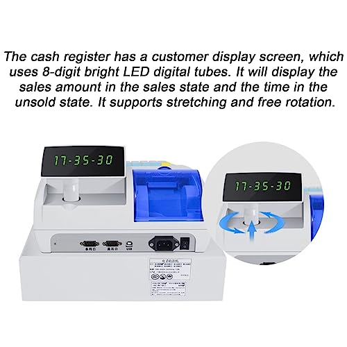 Caja Registradora Electrónica con Cajas Inteligentes, Pantalla Led E Impresora Térmica para Pequeños Supermercados.(Negro)