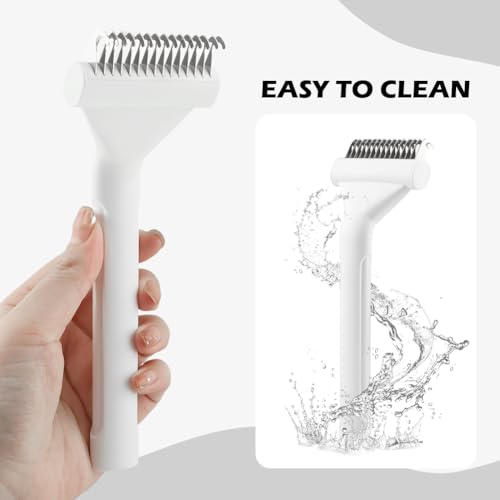 Image of Cat Brush, Pet Hair Removal Tool, Lightweight Deshedding Dog Brush,Cat Brushes for Indoor Cats,Dematting Comb for Dogs Cats,Remove Loose Hair,Pet Grooming Undercoat Rake(White)