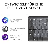 Logitech MX Mechanische kabellose Mini-Tastatur mit Beleuchtung, Taktile leise Tasten, Hintergrundbeleuchtung, Bluetooth, USB-C, macOS, Windows, Linux, iOS, Android, Metall, Deutsches QWERTZ - Grau