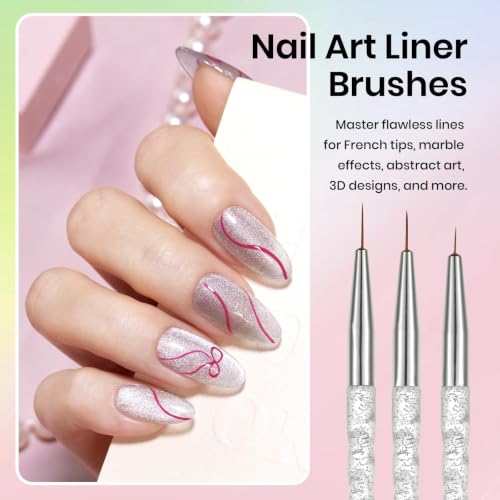 Image of Beetles 31pcs Nail Art Brushes, Dotting Tools, Nail Art Pens, Dust Brush, Striping Liner Fingernail Drawing Pens with Palette Holder Metal Handle All in One for Starter Manicure Design Set