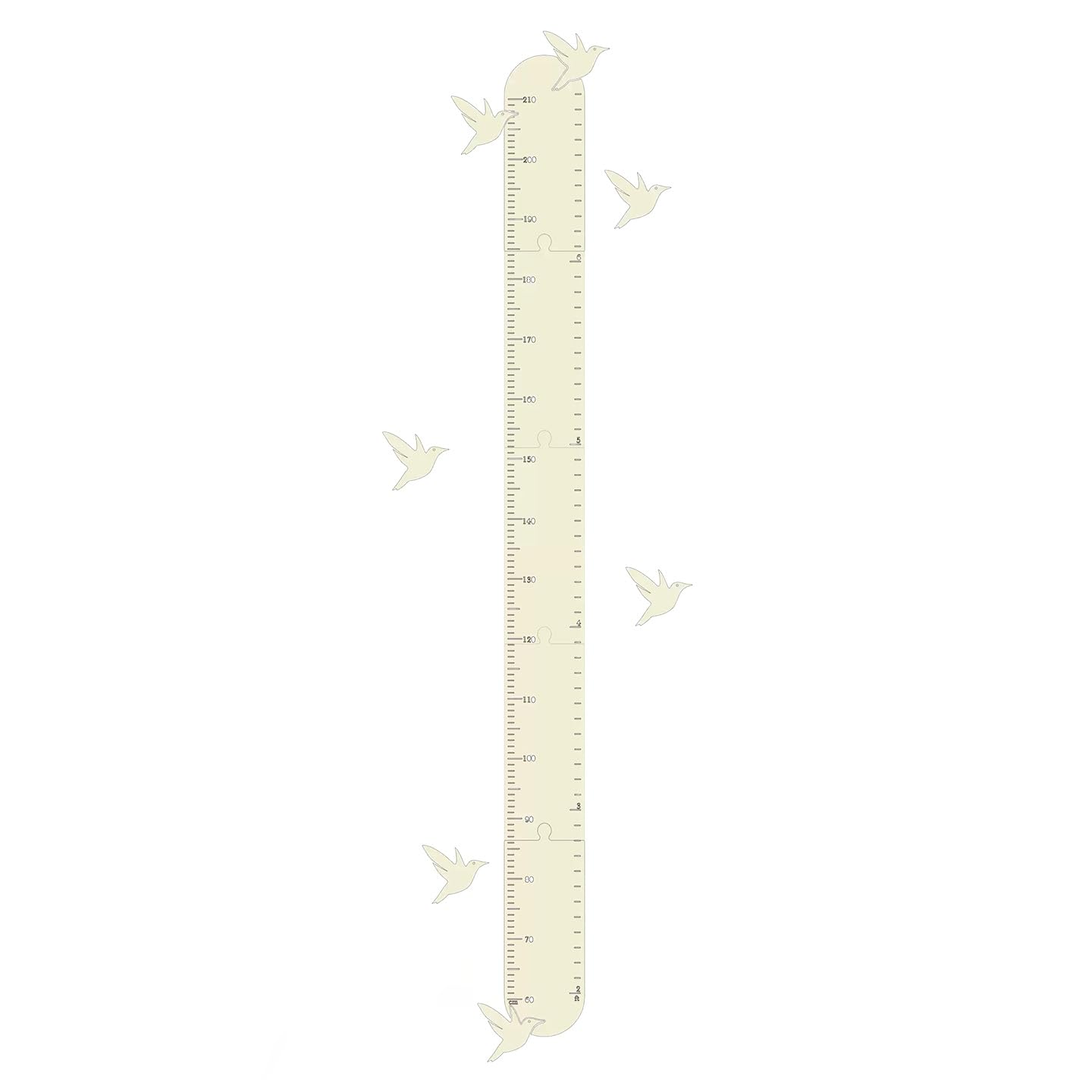 5.5 * 63-inch Flying Birds Pattern Patchwork Wooden Children's Height Chart, Easy-to-Install and Removable Wall Measuring Device