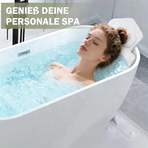 Badewannenkissen Ganzkörper (133 * 40cm), Badkissen mit 192 Saugnäpfen, 5D Air Mesh badewannenmatte, badewannenmatte mit Lendenstütze und Aufhängehaken, lässt Sich schnell trocknen