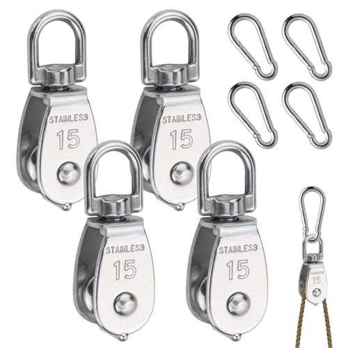 ROTAZIONE A 360°: La puleggia carrucola può ruotare a 360° in modo flessibile, rendendola ideale per la costruzione di sistemi di carrucole con Carabiner M4 per il sollevamento a punto singolo, il cambio di direzione della fune e il traino di oggetti pesanti. La fibbia di bloccaggio inferiore offre una doppia sicurezza per evitare il distacco accidentale