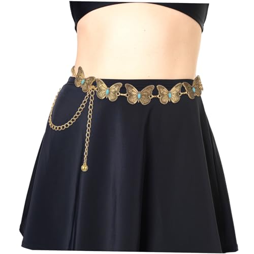 NOLITOY Metal Butterfly Waist Chain Belt for Women Body Jewelry Comfortable Fit Fashionable Charm Accessory for Daily Wear and Various Outfits