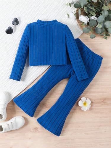 Image of Floerns Girl's Round Neck Long Sleeve Tee Shirt Flare Leg Pants Set 2 Piece Outfit