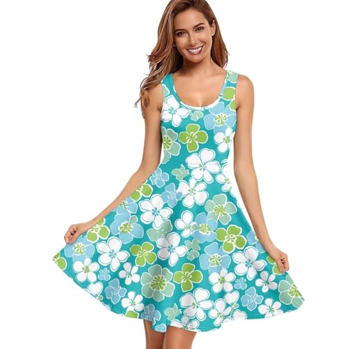 Image of Dreaweet Casual Sleeveless Dresses for Women Girls, Round Neck Tank Dresses with Pockets Summer Sundress Size XS-4XL