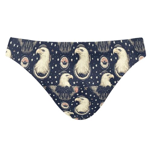 4th of July Bald Eagle American Flag Mens Swimwear Swim Briefs Bikini Swimsuit for Summer Beach L B0404284