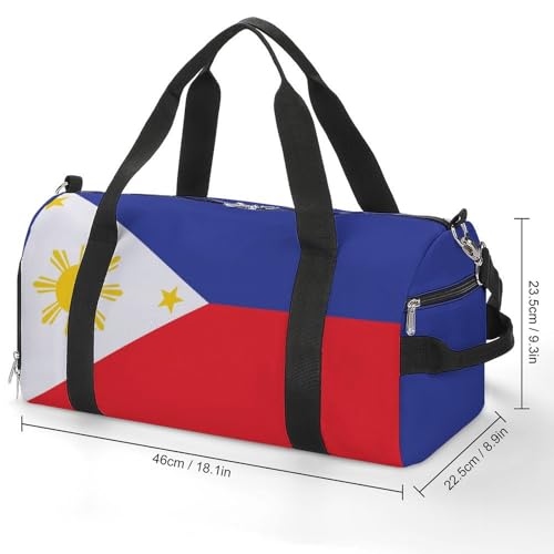 Philippines Flag Sports Duffle Bag for Boys Girls with Shoe Compartment Overnight2