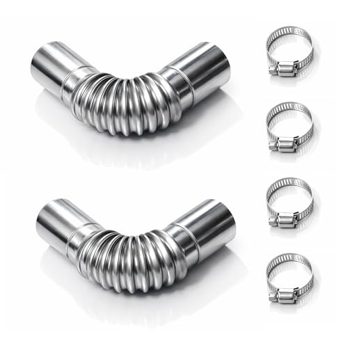 2 Stück Abgasrohr & Abgasschlauch 25mm Set, Edelstahl Rohrverbinder für Standheizung und Dieselheizung, mit 4 Klemmen, geeignet für Heizgeräte, Generator-Abgasleitungen und Fahrzeugabgasreparaturen