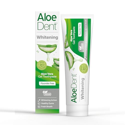AloeDent Aloe Vera Whitening Zahnpasta ohne Fluorid - Natürliche Pfefferminze, SLS-frei, natürlich weiße Zähne & gesundes Zahnfleisch, Vegan, 100ml