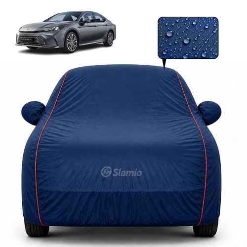 Image of Car Cover for Toyota Camry 2024-2026 | 100% Waterproof Heavy-Duty 3-Layer Car Body Cover | All-Weather Rain, UV, Sun & Dust Protection | Custom Fit | Mirror & Antenna Pockets | Navy Blue