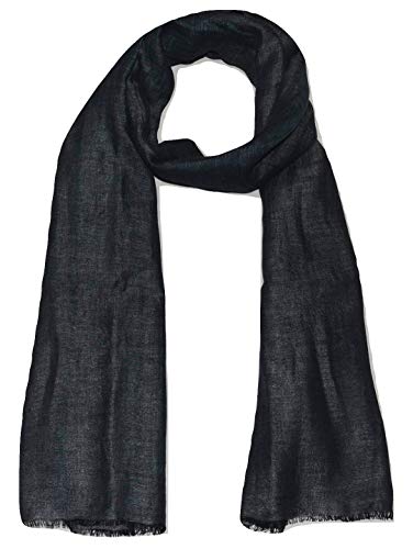 100% Pure Linen Scarf, Two Tone Melange, Large, Airy, Breathable, All Weather Linen Scarf. (Grey & Black)