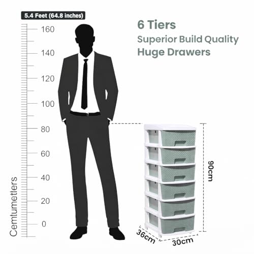Image of Plastic Modular Drawer Storage Chest Of Drawers Organizer Storage Box, Large Stomo Racks For Multipurpose Anti-slip Shoes Organizers (Green, 6 Layer)