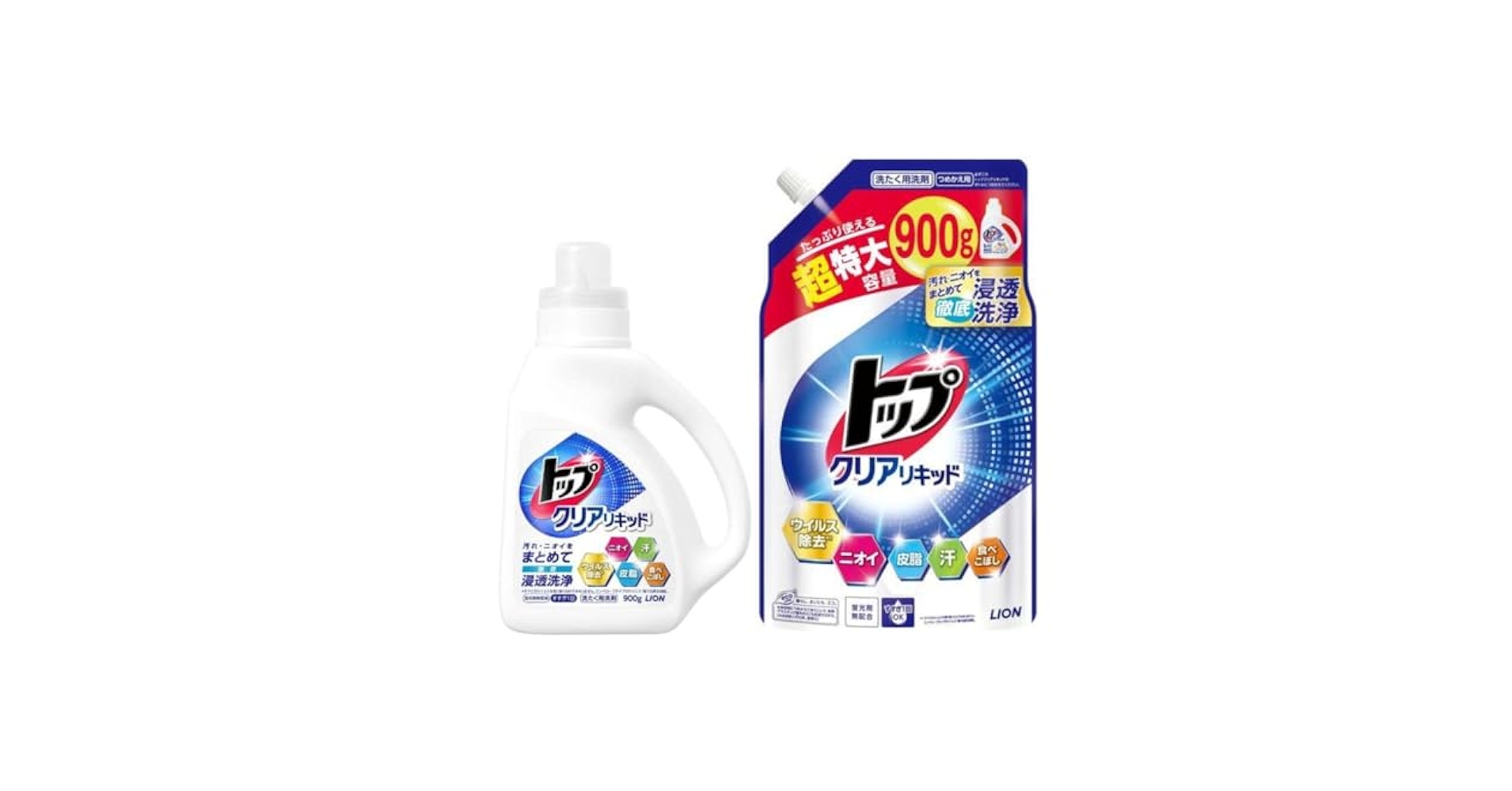 Amazon | LION ライオン トップ クリアリキッド本体900g+ 詰替