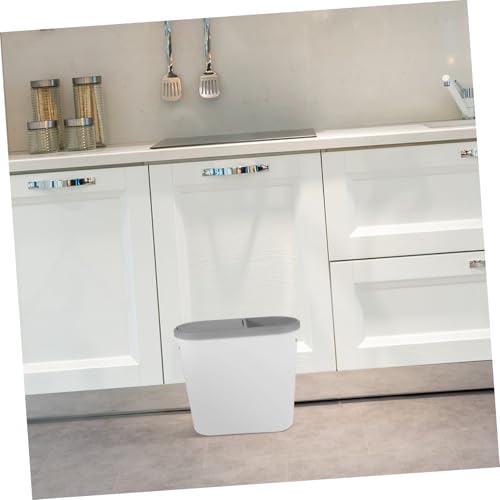 Caneca de basura rectangular con tapa blanca para baño y cocina miniatura 7
