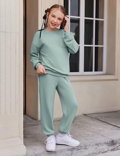 Arshiner Girls Clothes 2 Piece Fashion Fall Outfits Oversize Pullover Sweatshirt and Sweatpant Sweatsuit Sets with Pockets3