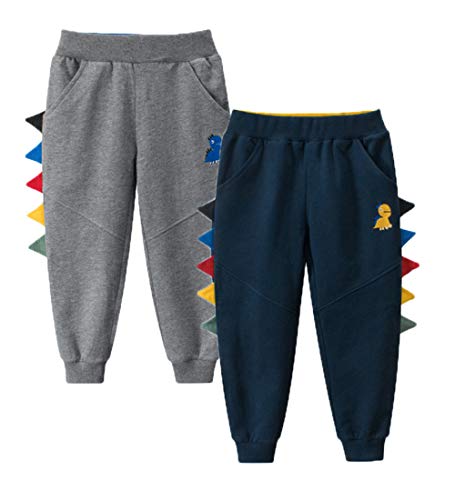 Image of HILEELANG Toddler Boy Sweatpants Kids Sport Jogger Cotton Casual Active Playwear Sweats Pants 2-Pack