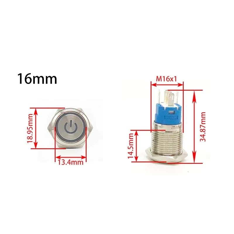 Bouton démarrage jaune 16mm 220V pour tableau de commande DIY