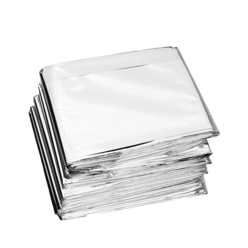 Zerodeko Lot de 5 Couvertures de Survie Argentées Isolantes en Film et Revêtement, Protection Solaire Thermique pour Camping et Activités en Plein Air