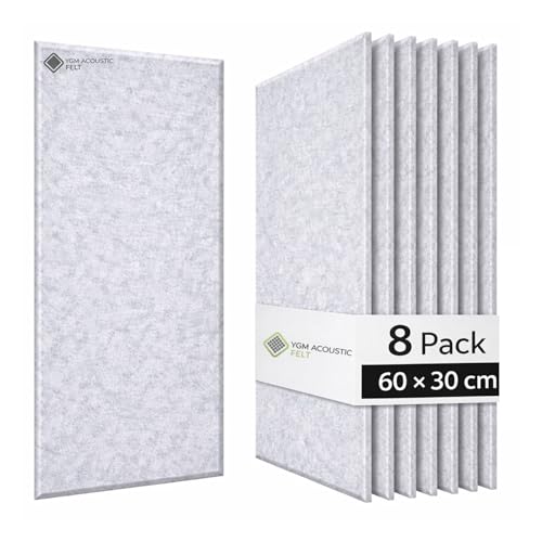 Image of YGM Acoustic Foams Luxury PET Felt Acoustic Self Adhesive Panels, 10 MM Thick, Sound Absorbing Panels for Wall | Room Noise Reducer & Sound Dampening (Marble White, 1x2 Foot - 8 Panels)