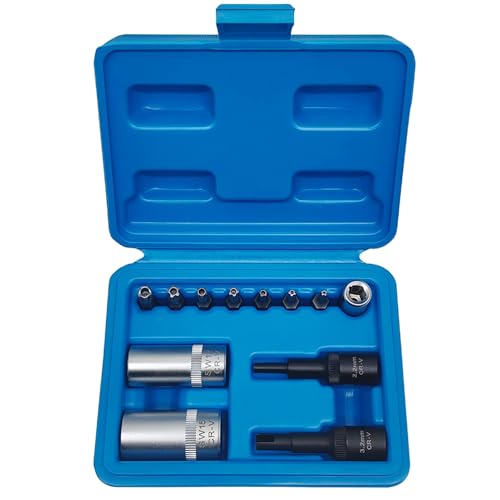 JEUCLEL 12PCS Automotive Air Conditioning Tool Kit, Tamperproof Bits Valve Core Removal Tools Set with SW12 SW15 Sockets Compatible with Audi Volkswagen Vauxhall Opel