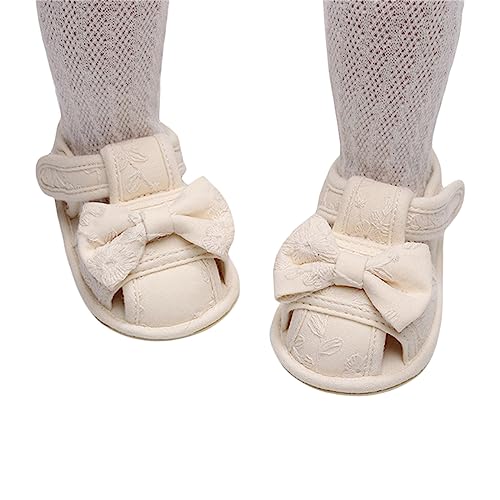 Infant Toddler Baby Girls Soft Sole Mary Jane Flats Prewalker Non-Slip Ruffle Princess Dress Newborn Crib Shoes (Beige, 12-18 Months)2