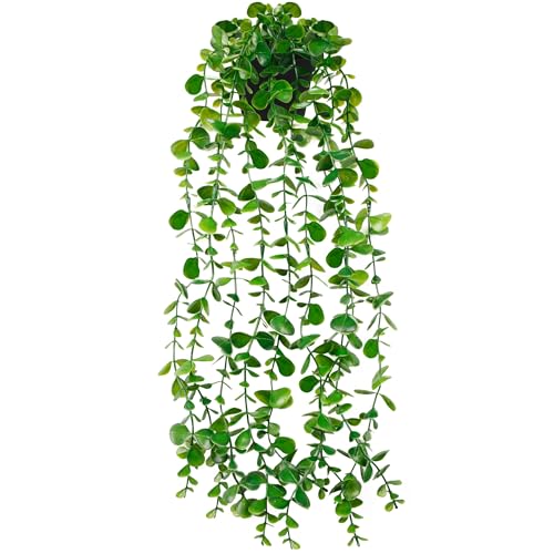 Artificial Hanging Plants for Shelf, Fake Potted Greenery Plant Faux Eucalyptus Vine in Pot for Home DÃ©cor