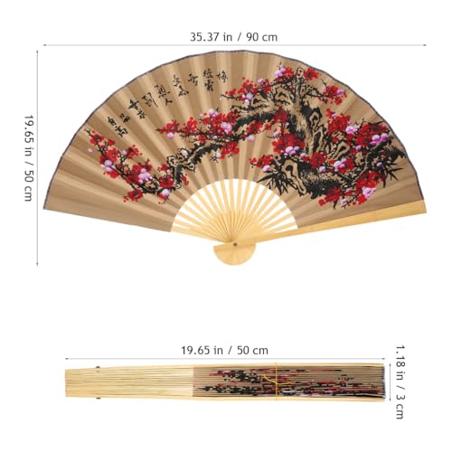 Garneck Chinesischer Wandfächer Faltfächer Aus Papier Mit Blumenmuster Wanddekoration Mit Fächer Für Wohnkultur Party Feierlichkeiten Und Fotos 35.43X19.69In – Bild 4