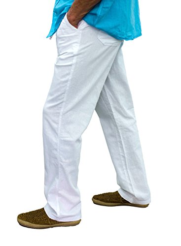 short fin Men's Drawstring Linen Pants W/Elastic Waist2