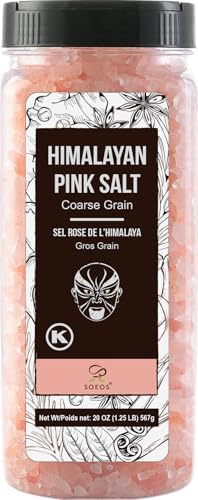 Soeos Himalayan Pink Salt, Coarse Grain, 20 oz (1.25 lb), Bottled