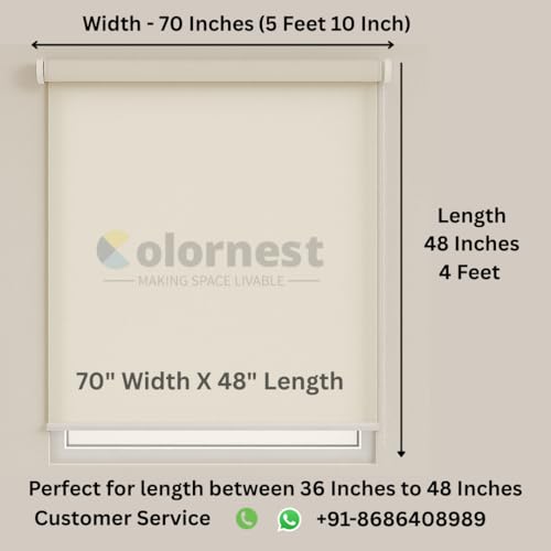 Image of 100% Blackout Roller Blinds for Windows 70 Inch W X 48 Inch L Roll-Up Shades Sun UV Protection for Home & Office, Dark Brown| Heavy Duty in 38 MM Pole