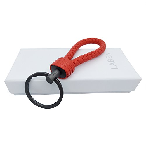Laben Key Chain Lambskin Handwoven Genuine Leather Keychain - Red #TOP6
