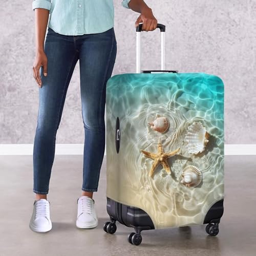 Ocean Theme Print Luggage Covers for Suitcase Washable, Shellfish & Starfish Print Lightweight Suitcase Cover Protector for Travel Fits 18" - 21" Luggage, Protector De Maletas De Viaje4