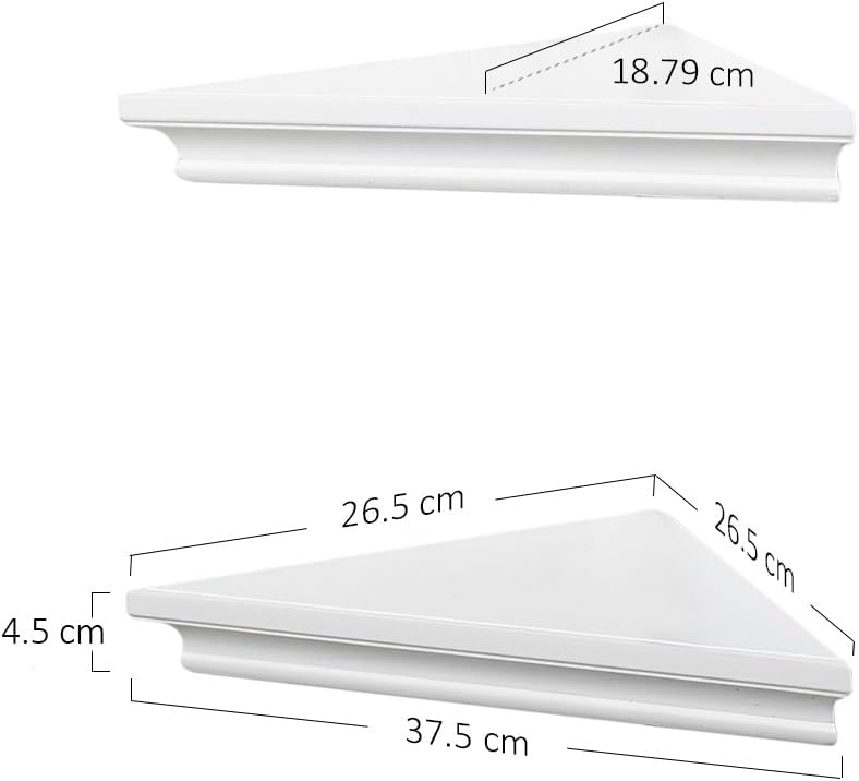 AHDECOR White Corner Shelves, Stylish Wall Mounted Corner Shelf for Space-Saving Storage in Living Room, Bedroom, and Office, Set of 2