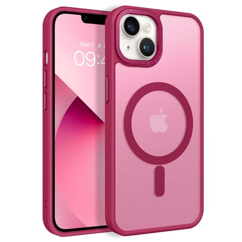 Image of BENTOBEN Magnetic for iPhone 13 Case & iPhone 14 Case [Compatible with Magsafe] Translucent Matte Phone Case iPhone 13 /14 Slim Shockproof Women Men Girl Protective Cover for iPhone 13 /14, Plum Red