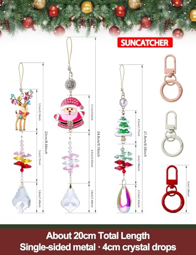 Pendentifs en cristal de Noël pour sapin et breloque de sac chic, lot polyvalent de 3 - 4