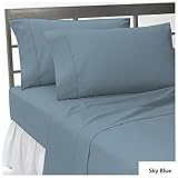 Beautiful Lenin 100% Egyptian Cotton Solid Pattern 800 Thread Count 1 Piece Flat Sheet Colors (Queen, Sky Blue)