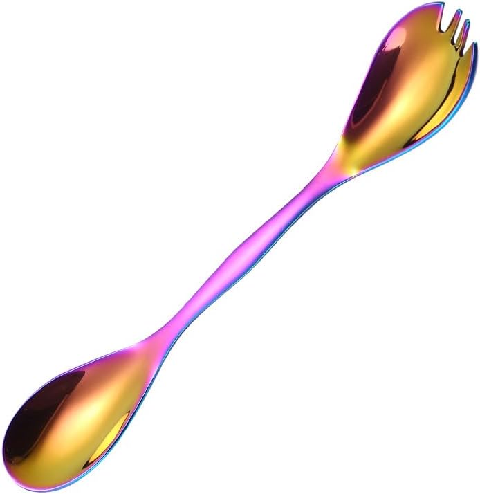 Silverware Flatware Set, 1/4/6/8 Pieces 304 Stainless Steel Double-headed Salad Spoons And Forks, Creative Multi-functional Dual-purpose Spoons (Color : Rose gold, Size : 6Pcs)