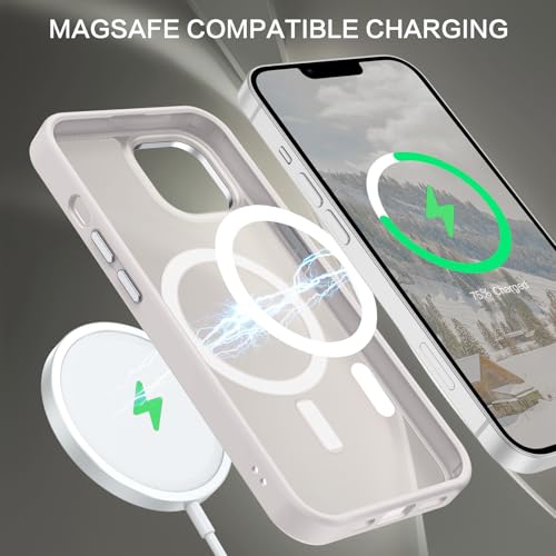 Image of BENTOBEN Magnetic for iPhone 13 Case & iPhone 14 Case [Compatible with Magsafe] Translucent Matte Phone Case iPhone 13 /14 Slim Shockproof Women Men Protective Cover for iPhone 13 /14 6.1 inch, Light Grey
