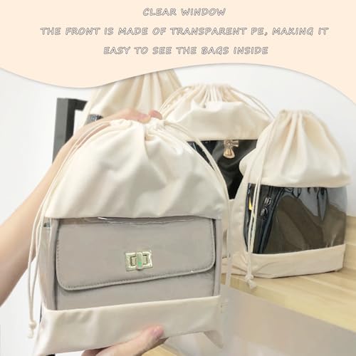 Lckaey handbags Dust Bags for Purse and shoes-grade suede velvet Clear tote bag dust Storage Bags 3 Pack Y100beige-L3