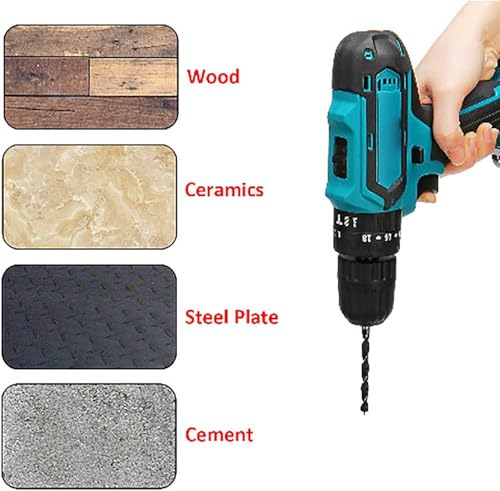 Image of Lithium Cordless Drill Impact Drill Set for Home Power Electric Drill Driver Set with Variable Speed Control for Wood Bricks Walls Metal