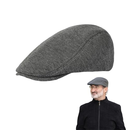 Boina para hombre, gorra plana para hombre, gorra ajustable estilo retro tipo repartidor de periódicos, talla única (gris oscuro)