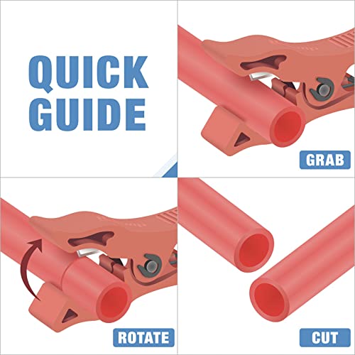 Icrimp Pex Tube Cutter For 3/8’’, 1/2’’, 3/4’’, 5/8’’, 1’’ Pex & Pvc Pipes, Radial Pex Tubing Cutting Tool With Extra Blade #TOP4