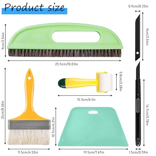 15 Stück Tapezierwerkzeug, Tapeten-Glättungswerkzeug-Set Inklusive Tapezierbürste Rakel Tapezieren Rollen und Schneidwerkzeug, Tapeten-Hängekit für Klebekontakt Fensterfolie Anwendungs-Set (Blau)
