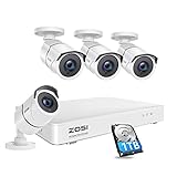 Detección de movimiento individual: el kit de cámara de vigilancia detecta el movimiento y te envía notificaciones instantáneas en forma de correo electrónico, notificaciones push y alertas de sonido en el DVR. Con la aplicación gratuita ZOSI Smart y el software AVSS, puedes comprobar lo que ha ocurrido en tu smartphone o ordenador. Y para evitar alarmas innecesarias, puedes ajustar las zonas, la fecha y la hora para la detección a tus necesidades personales.