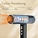 NICEBAY Haartrockner Ionen mit Diffusor, Professioneller Föhn with 1900W & 110.000 U/min Hochdrehzahl-Bürstenlosmotor für Schnelles Trocknen, 4 Temp. & 3 Luftstufen, Superleicht & Leise-Schwarz/Gold