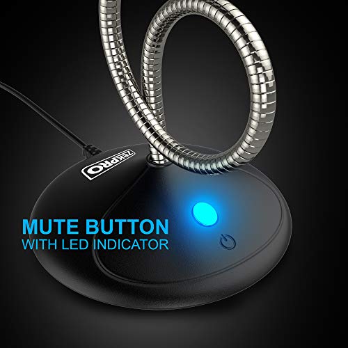 Zekpro Usb Computer Podcast Microphone For Desktop & Laptop With Mute Button - Streaming/Gaming Plug And Play Recording, Mute Button Mic With Led Compatible With Zoom Skype Youtube Windows Pc/Mac #TOP4