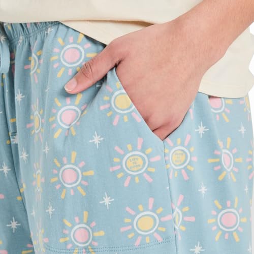 Life is Good. Women's Hello Sunshine Pattern Snuggle Up Sleep Pant, Smoky Blue3
